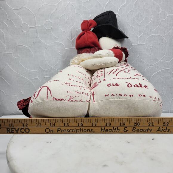 Snowman Couple Doorstop 14" Handmade Weighted Plush Winter Holiday Decor Pair - Picture 15 of 16